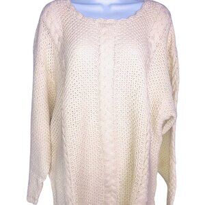 Vintage 80s Womens Sweater 3XL Beige Chunky Long Sleeve New